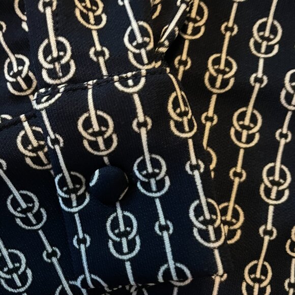 Ann Taylor Classic Navy and White Pattern Blouse Drape Neckline (Size M) - Picture 9 of 12